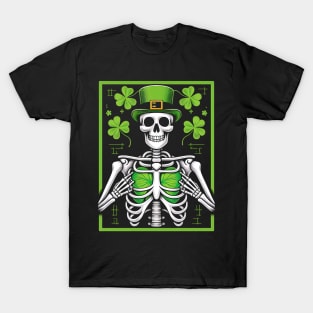 Skeleton clover heart rib cage saint patrick's day T-Shirt